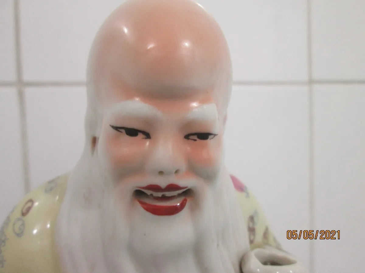 Deus da Longevidade Shou Lao em Porcelana Japonesa 25cm – Antigo e Raro