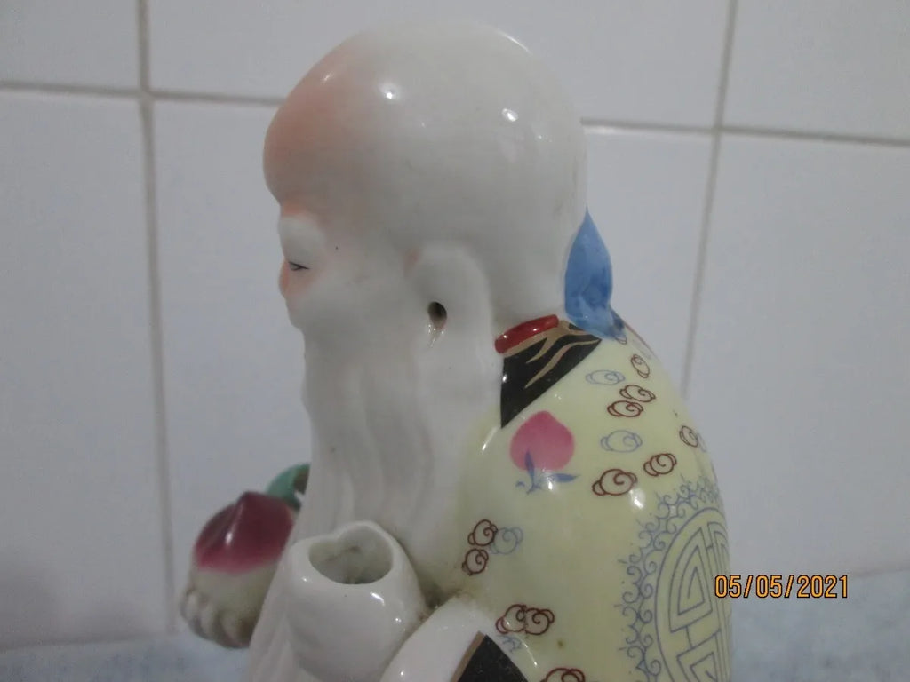 Deus da Longevidade Shou Lao em Porcelana Japonesa 25cm – Antigo e Raro