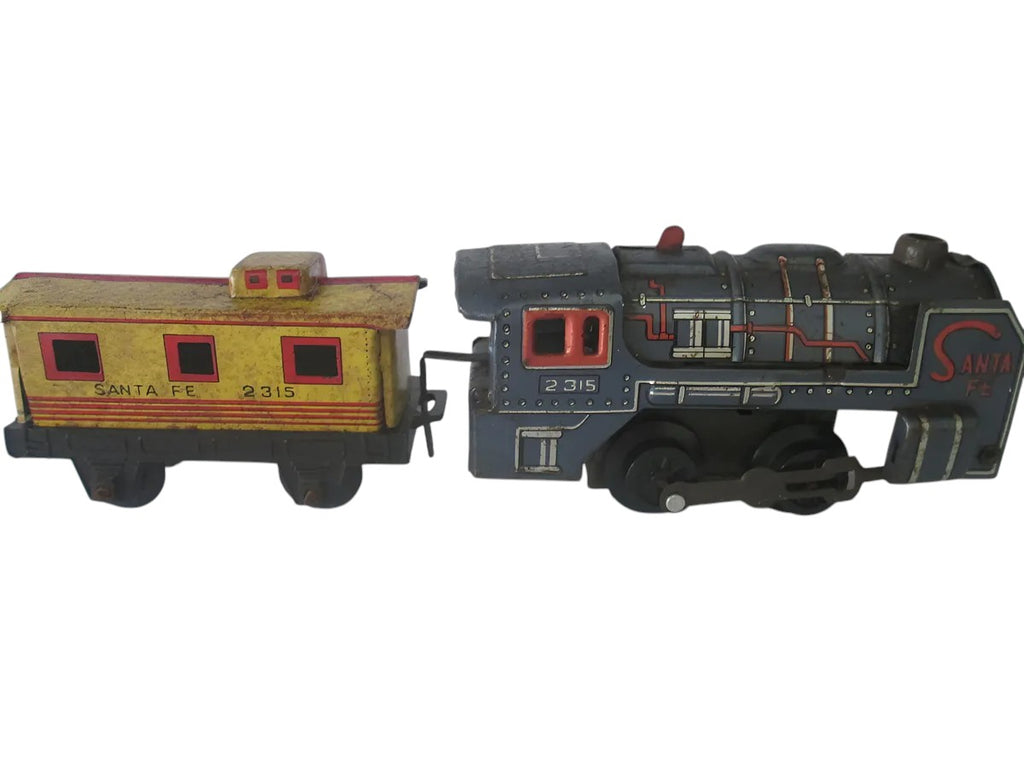 Locomotiva + Vagão De Lata Litografado Japones Santa Fé
