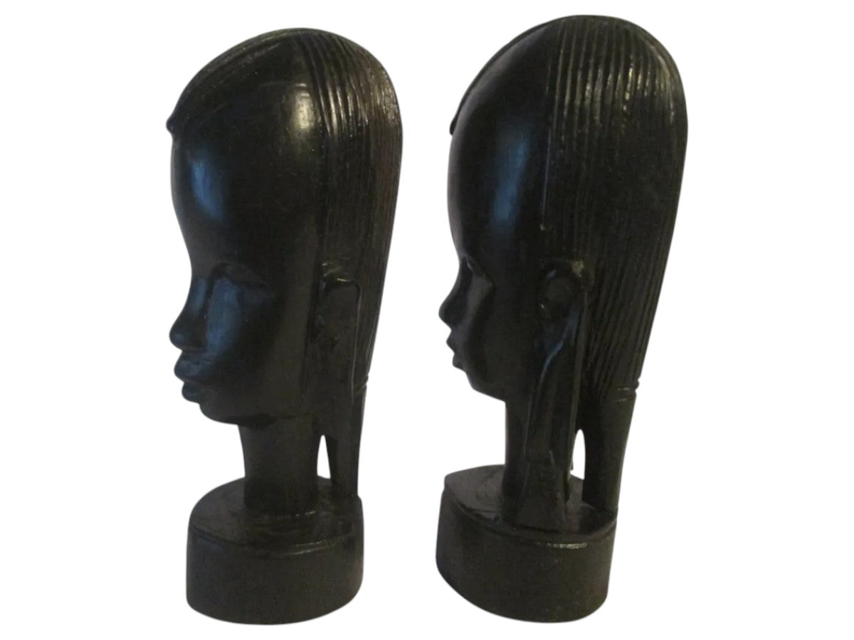 Cabeças Indiginas Africanas De Èbano Originais 10 Cms.