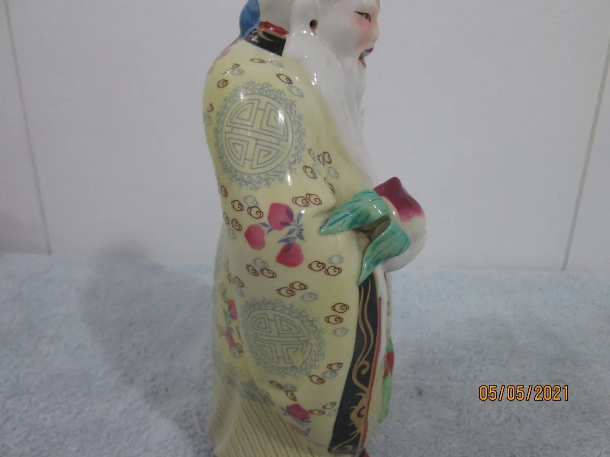 Deus da Longevidade Shou Lao em Porcelana Japonesa 25cm – Antigo e Raro
