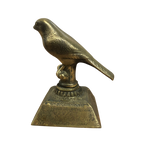Estatueta Tipo Troféu Bronze Maciço Pássaro Pardal Canário