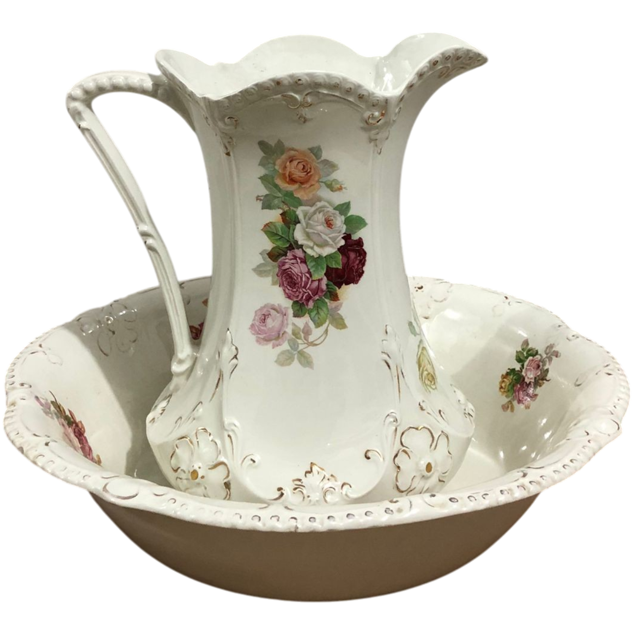 J&G Meakin Ânfora C/ Bacia Gomil Porcelana Inglesa Sol Antiga Perfeita