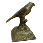 Estatueta Tipo Troféu Bronze Maciço Pássaro Pardal Canário