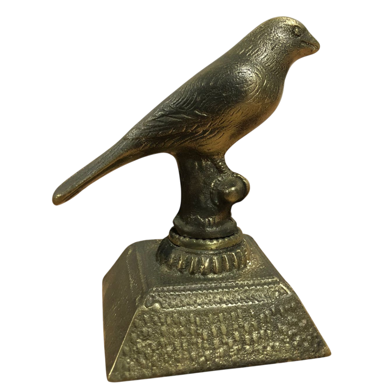 Estatueta Tipo Troféu Bronze Maciço Pássaro Pardal Canário