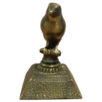 Estatueta Tipo Troféu Bronze Maciço Pássaro Pardal Canário